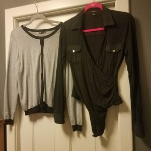 Size large bundle of two bodysuit and cardigan